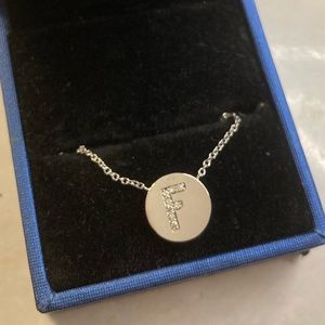 14k White Gold Diamond Initial Necklace